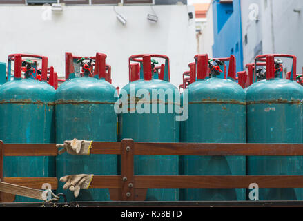 LPG cooking gas tank cylinders Consumers for household appliances and restaurants Stock Photo