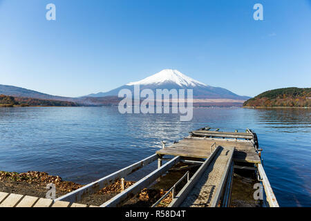 Mount Fuji and Lake Yamanaka Stock Photo