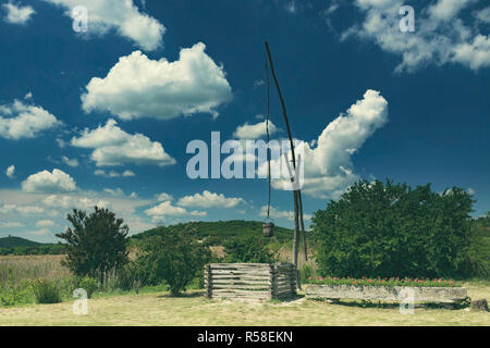 Draw well in Tihany at Lake Balaton, Hungary ( Vintage style ) Stock Photo