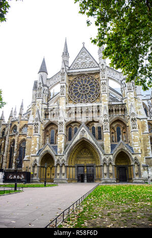 Westminster Abbey, the gothic abbey church at the west of the Palace of Westminster in London, England, United Kingdom Stock Photo