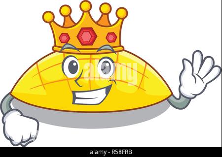 King slices mango on with cartoon funny Stock Vector