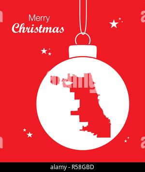 Merry Christmas illustration theme with map of Chicago Stock Vector