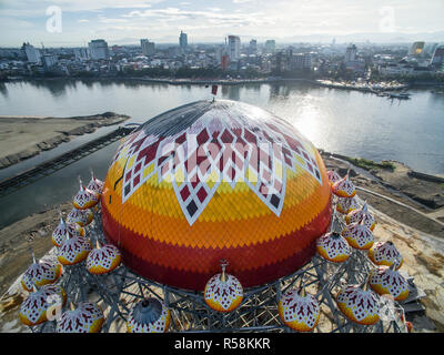 The construction of 99 dome mosque also known as Masjid 99 Kubah, located in front of Losari beach in Makassar Indonesia. Stock Photo