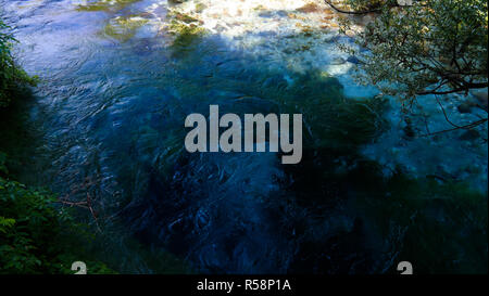 View to Blue Eye spring, initial water source of Bistrice river,near Muzine in Vlore County in southern Albania. Stock Photo