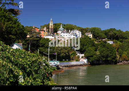 The italianate village of Portmeirion on the North Wales coast Stock Photo