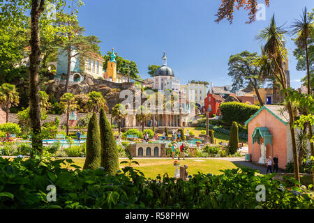 Italian style buildings at Portmeirion, Wales Stock Photo