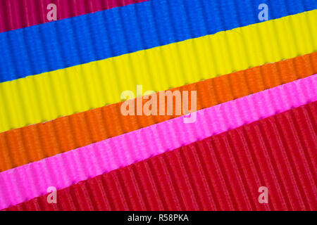 Multi coloured corrugated paper texture, use for background. vivid colour with copy space for add text or object. Stock Photo