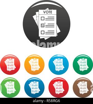 Election paper icons set 9 color vector isolated on white for any design Stock Vector