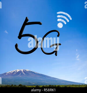 3D rendering of 5G communication with nice background Stock Photo