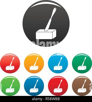 Knife in butter icons set 9 color vector isolated on white for any design Stock Vector
