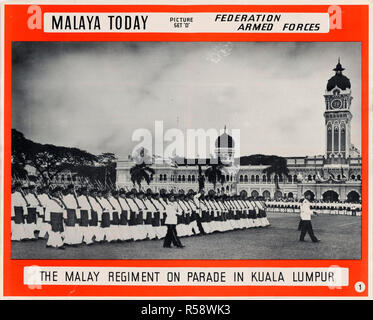 Malay military regiment on parade in Kuala Lampur Malaysia (Malaya) - 1953 Stock Photo