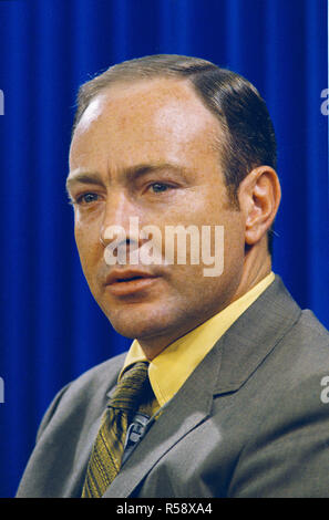 (14 July 1970) --- A candid portrait in civilian suit of astronaut Edgar D. Mitchell, lunar module pilot of the Apollo 14 lunar landing mission. Stock Photo