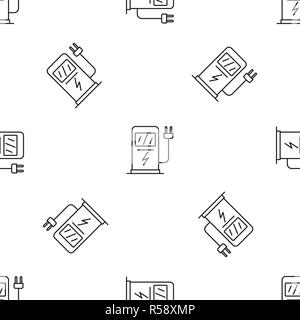 Electric car recharge station pattern seamless vector repeat geometric for any web design Stock Vector
