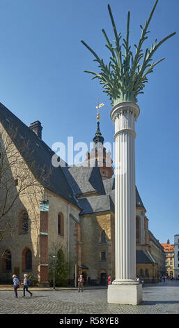 Nikolaikirche with Nikolai Column in Leipzig, Saxony, Germany Stock Photo