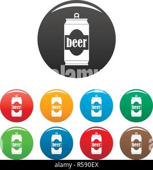 Beer can icons set 9 color vector isolated on white for any design Stock Vector