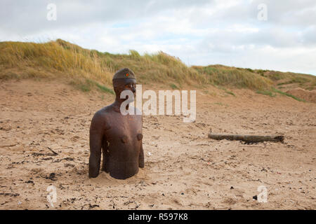 Crosby, Merseyside. 30th Nov 2018. UK Weather. UK Storm Diana beach debris on the shoreline. The inevitable assortment of plastic debris washed up by the tide and deposited on the famous beach near Liverpool. Crosby beach is known as a Another Place and is the site of an iron men installation of 100 figures by the artist Antony Gormley. Credit: MediaWorldImages/AlamyLiveNews. Stock Photo