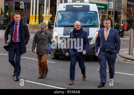 Musgrave Street Police Station, Belfast, UK. 30th Nov 2018. Barry McCaffrey and Trevor Birney attend interview with PSNI officers at Musgrave Street Police Station, {City}. The Loughinisland documentary makers were questioned over an alleged theft of confidential material from a Police watchdog. They were accompanied by their solicitors Credit: Bonzo/Alamy Live News Stock Photo