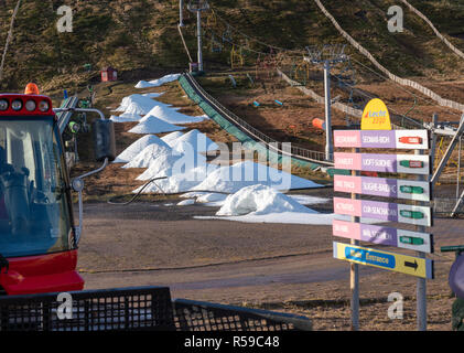 Aberdeenshire, Scotland, UK. 30th Nov, 2018. This is an image from the Lecht 2090 Ski Centre in Aberdeenshire, Scotland with its snow being made via a Snow Machine. It is hoped that on Saturday 1 December it will be able to open it's Nursery Slope. Photographed by Credit: JASPERIMAGE/Alamy Live News Stock Photo