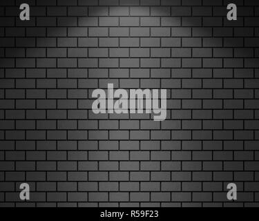 3D RENDERING OF BRICK WALL WITH SPOT LIGHT ILLUMINATION Stock Photo