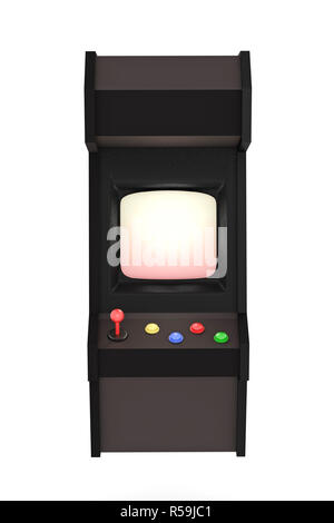 3D render Illustration. Arcade machine with joystick and push buttons. Stock Photo