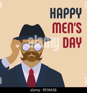 Happy men day concept background. Cartoon illustration of happy men day vector concept background for web design Stock Vector
