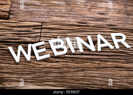 Elevated View Of White Webinar Text Stock Photo