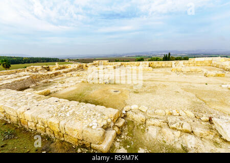 Archaeological remains in Tel Megiddo National Park. Northern Israel Stock Photo