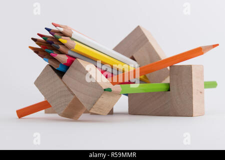 colored pencils on a white background Stock Photo