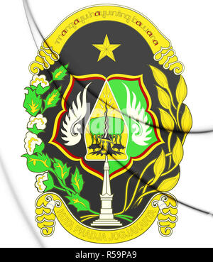 3D Yogyakarta coat of arms, Indonesia. 3D Illustration. Stock Photo