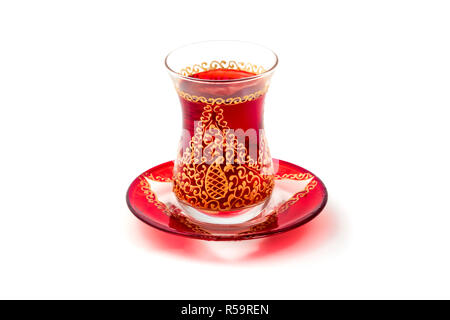 Tea in Azerbaijani traditional armudu glass Stock Photo