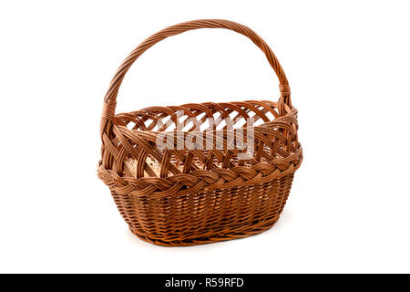 Wicker basket on a white background Stock Photo