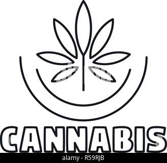 Cannabis logo. Outline cannabis vector logo for web design isolated on white background Stock Vector