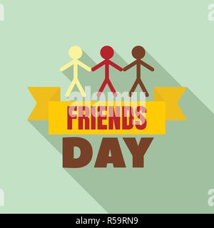 Friends group day logo. Flat illustration of friends group day vector logo for web design Stock Vector