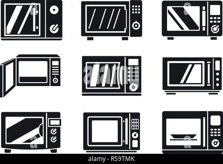 Microwave oven icon set. Simple set of microwave oven vector icons for web design on white background Stock Vector