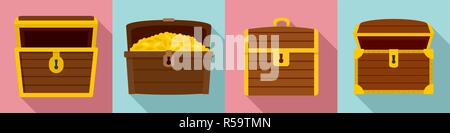 Dower chest icon set. Flat set of dower chest vector icons for web design Stock Vector