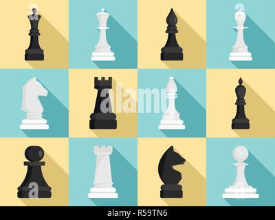 Set Icons Chess Pieces Their Names Stock Illustration 329364188