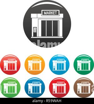 Gas station market icons set 9 color vector isolated on white for any design Stock Vector