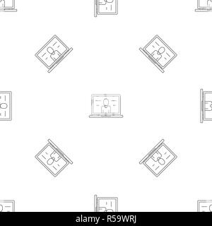 Video laptop chat pattern seamless vector repeat geometric for any web design Stock Vector