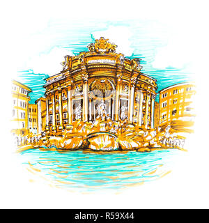 Trevi Fountain or Fontana di Trevi in Rome, Italy Stock Photo