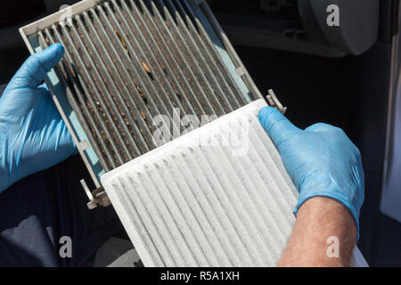 Replacing The Pollen Air Filter Old And New Cabin Air Filter For