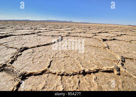 Great Salt Desert is a large desert lying in the middle of the Iranian plateau, Iran, near Khur (Khor), Stock Photo