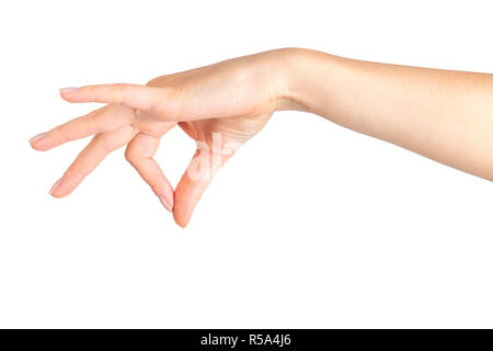 Woman hand showing picking up pose or holding Stock Photo - Alamy