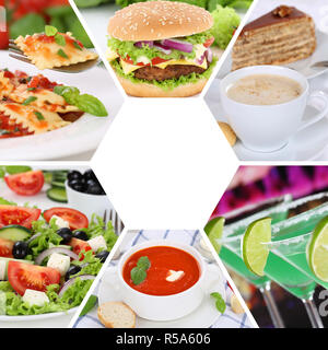collection collage food and drink dishes restaurant card Stock Photo