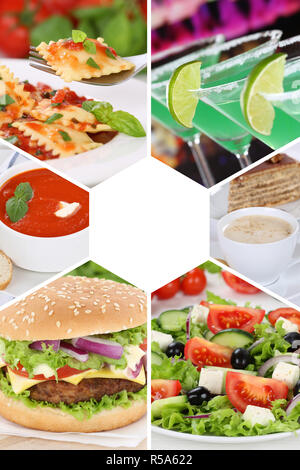 collection collage food and drink dishes restaurant map vertical format Stock Photo