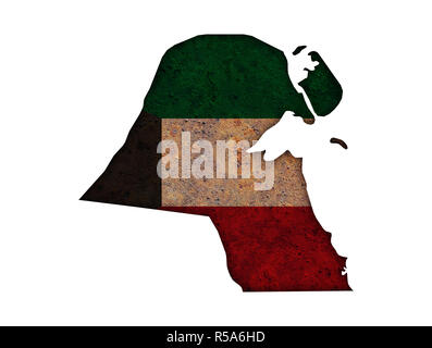 map and banner of kuwait on rusty metal Stock Photo