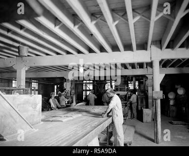 Industries of War - Chewing Gum - MAKING CHEWING GUM AND CHOCOLATE FOR SOLDIERS. One side of the oven room in plant of Frank H. Fleer Co., Philadelphia, Pennsylvania Stock Photo