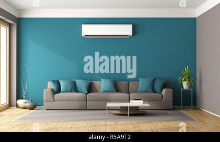 Modern living room with air conditioner Stock Photo