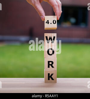 Cubes form the word 'WORK 4.0' Stock Photo