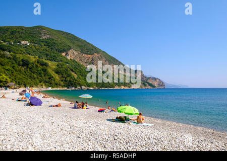 Beach Jaz, near Budva, Adriatic coast, Montenegro Stock Photo