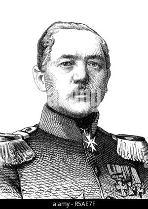 Konstantin Bernhard von Voigts-Rhetz, 16 July 1809, 14 April 1877, Prussian general, woodcut, portrait, 1885, Germany Stock Photo